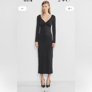 Aritzia Contour Symbolic Black Long Sleeve Dress XS New